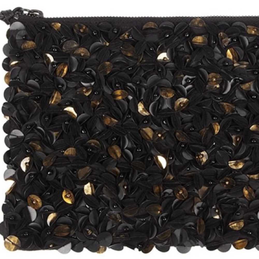All Saints Bolshevik Pochette Zipper Clutch Purse NWT leather sequins - Picture 2 of 7